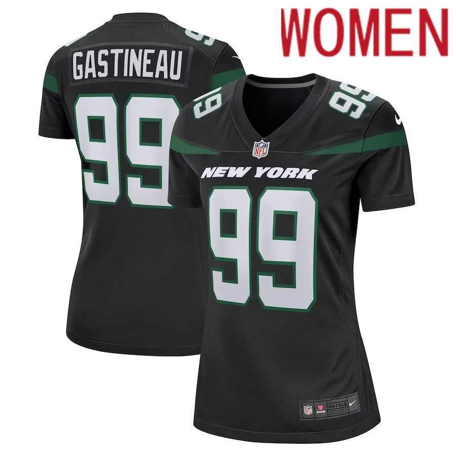 Women New York Jets #99 Mark Gastineau Nike Stealth Black Game NFL Jersey->women nfl jersey->Women Jersey
